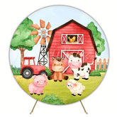 Rustic Farm Barn Birthday Party Round Backdrop For Kids Gathering