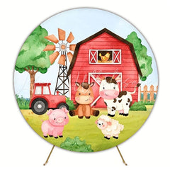 Rustic Farm Barn Birthday Party Round Backdrop For Kids Gathering