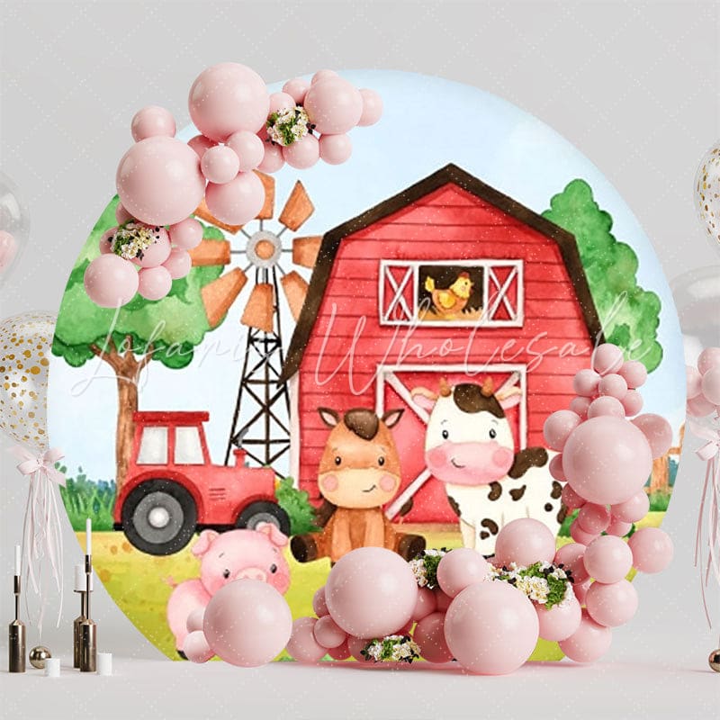 Rustic Farm Barn Birthday Party Round Backdrop For Kids Gathering