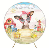 Rustic Farm Cow Round Backdrop for Country Event Decor