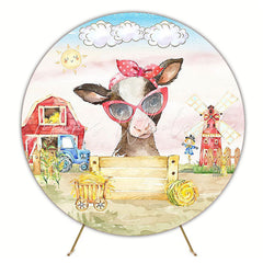 Rustic Farm Cow Round Backdrop for Country Event Decor