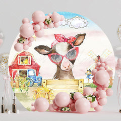 Rustic Farm Cow Round Backdrop for Country Event Decor