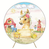 Rustic Farm Horse Round Backdrop for Country Celebration
