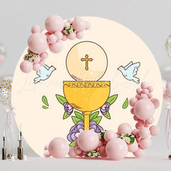 Sacred First Eucharist Round Backdrop For Ceremony Celebration
