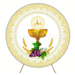 Sacred First Eucharist Round Backdrop For Religious Celebration Theme