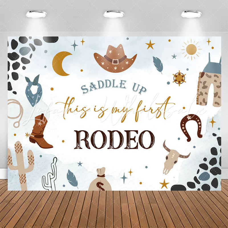 Lofaris Saddle Up Cowboy Style Rodeo 1st Birthday Backdrop