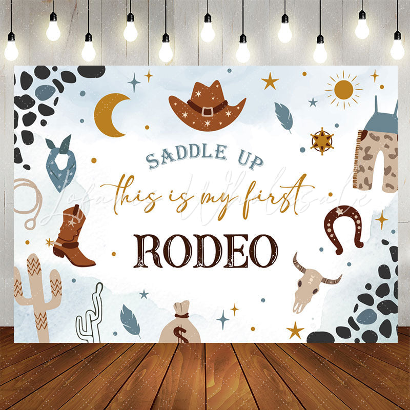 Lofaris Saddle Up Cowboy Style Rodeo 1st Birthday Backdrop