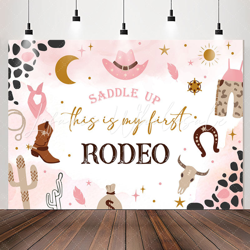 Lofaris Saddle Up Pink Cowgirls Rodeo 1st Birthday Backdrop