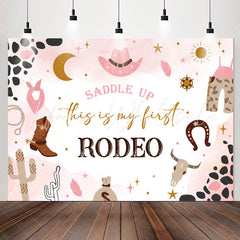 Lofaris Saddle Up Pink Cowgirls Rodeo 1st Birthday Backdrop