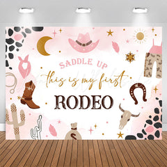 Lofaris Saddle Up Pink Cowgirls Rodeo 1st Birthday Backdrop