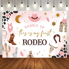 Lofaris Saddle Up Pink Cowgirls Rodeo 1st Birthday Backdrop