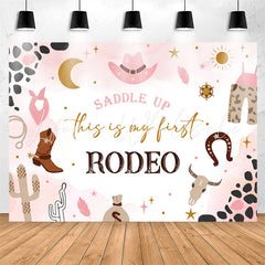 Lofaris Saddle Up Pink Cowgirls Rodeo 1st Birthday Backdrop