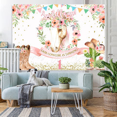 Lofaris Saddle Up Pink Floral And Horse First Birthday Backdrop