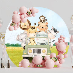 Safari Adventure Round Backdrop For Wild Animal Theme Party
