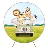 Safari Adventure Round Backdrop For Wild Animal Theme Party