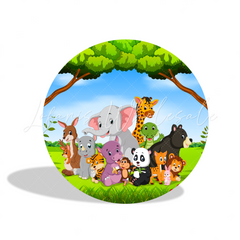Safari Animal Birthday Party Round Backdrop Cover