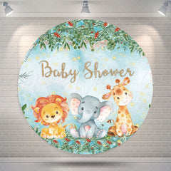 Lofaris Safari Animals Leaves Baby Shower Round Backdrop