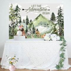 Lofaris Safari Animals Mountain Forest Baby Shower Backdrop