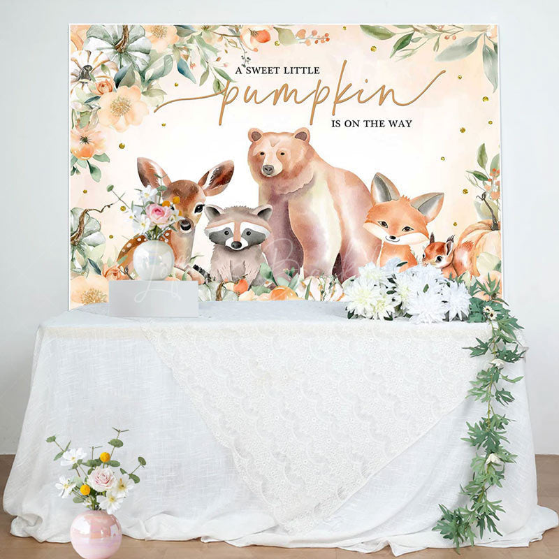 Lofaris Safari Animals Sweet Pumpkin Baby Shower Backdrop