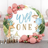 Lofaris Safari Animals Wild One Birthday Round Backdrop