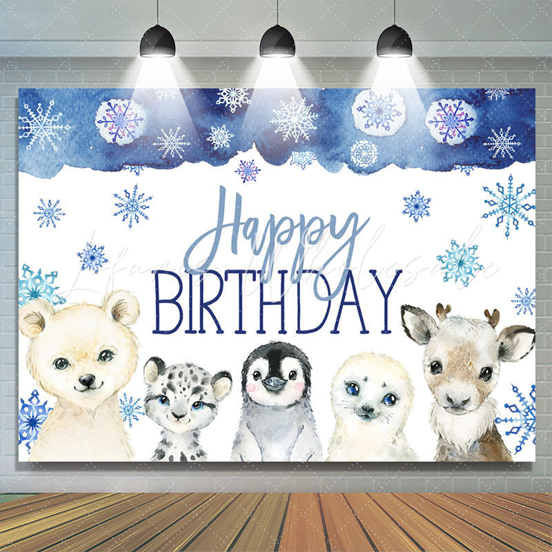 Lofaris Safari Cold Winter With Snow Happy Birthday Backdrop
