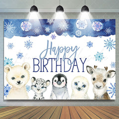 Lofaris Safari Cold Winter With Snow Happy Birthday Backdrop