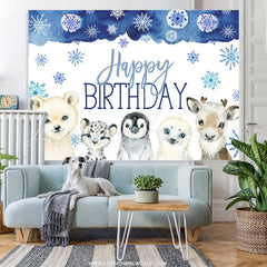 Lofaris Safari Cold Winter With Snow Happy Birthday Backdrop