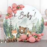 Lofaris Safari Forest Animals Round Baby Shower Backdrop