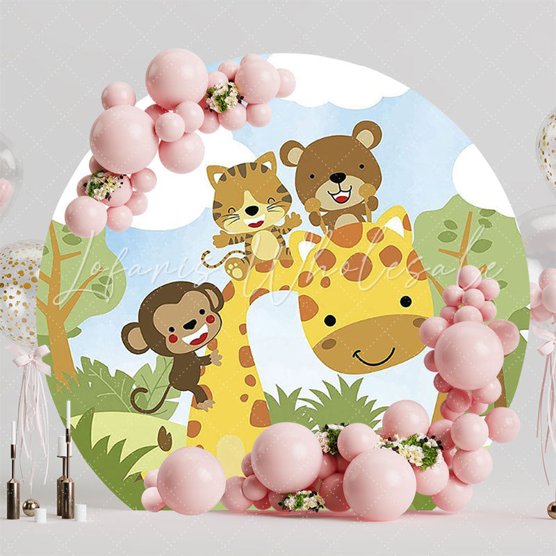 Safari Giraffe Round Backdrop for Jungle Safari Adventure