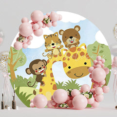 Safari Giraffe Round Backdrop for Jungle Safari Adventure