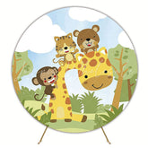 Safari Giraffe Round Backdrop for Jungle Safari Adventure