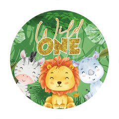 Lofaris Safari Green Jungle Wild One Circle Birthday Backdrop