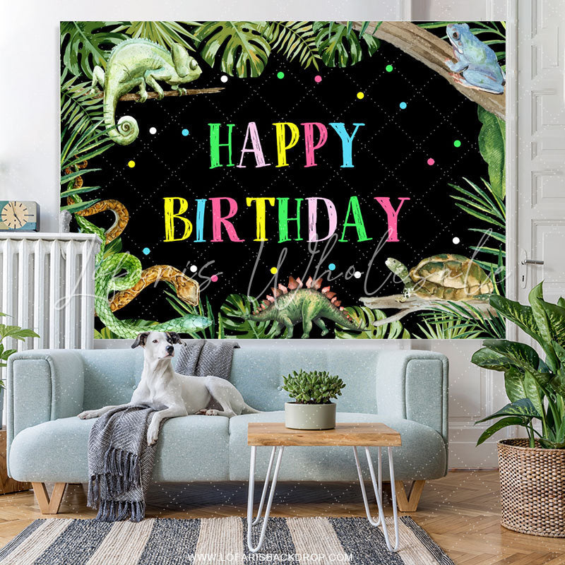 Lofaris Safari Green Tree At Night Happy Birthday Backdrop