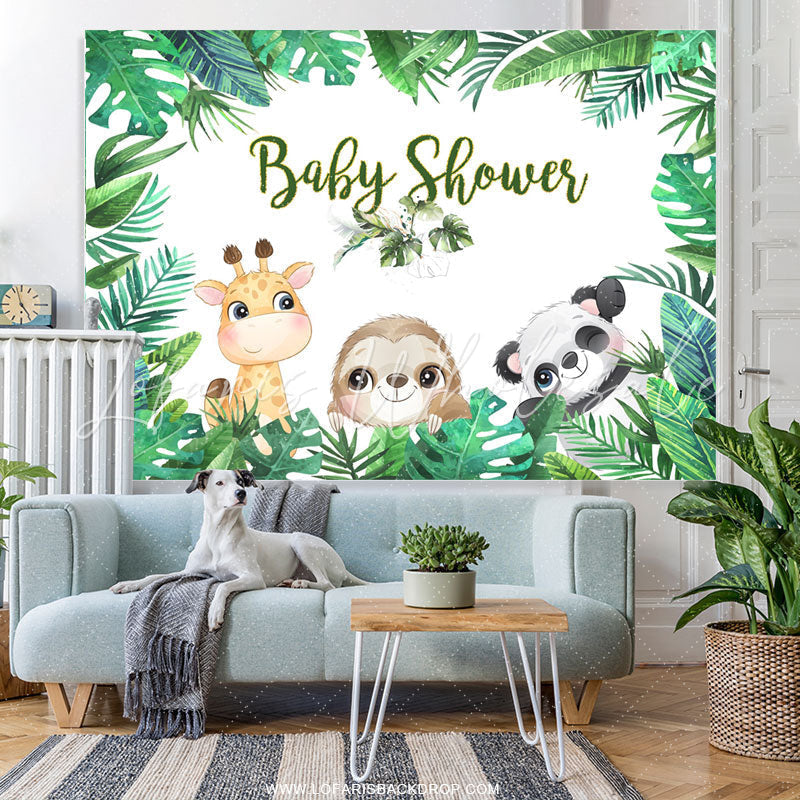 Lofaris Safari Green Trees Themed Gender Baby Shower Backdrop