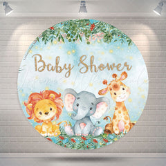 Lofaris Safari Jungle Animals Baby Shower Round Backdrop