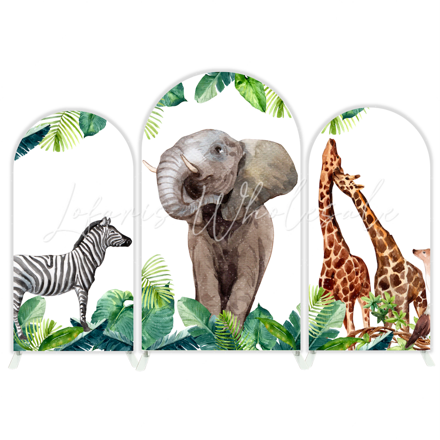 Safari Jungle Wild Baby Shower Birthday Party Arch Backdrop Wall Cloth Cover