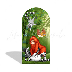 Safari Jungle Wild Happy Birthday Party Arch Backdrop Wall Cloth Cover
