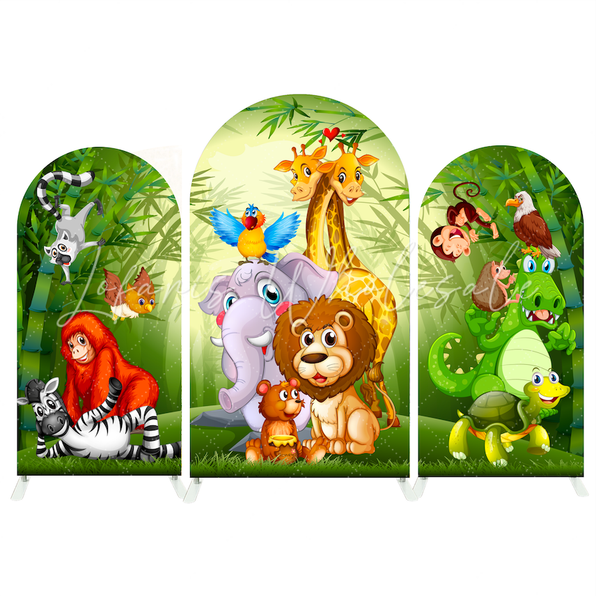 Safari Jungle Wild Happy Birthday Party Arch Backdrop Wall Cloth Cover