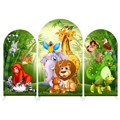 Safari Jungle Wild Happy Birthday Party Arch Backdrop Wall Cloth Cover