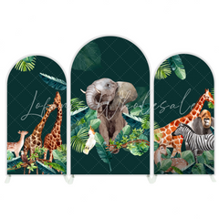 Safari Jungle Wild Theme Happy Birthday Party Arch Backdrop Wall Cloth Cover
