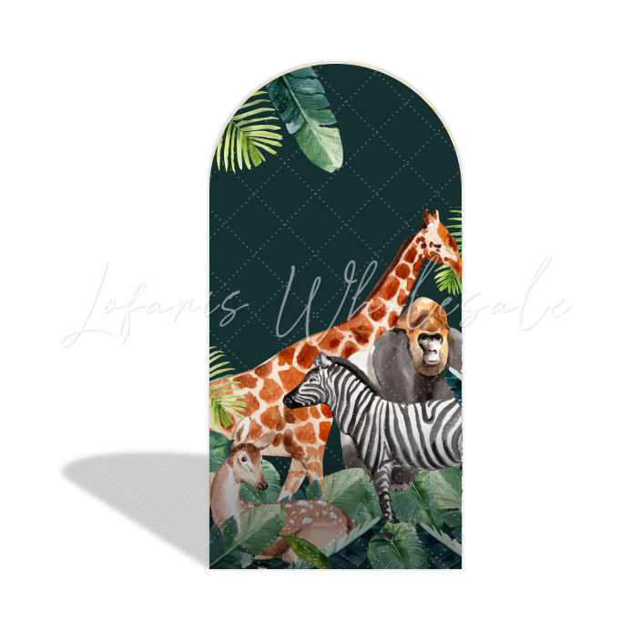 Safari Jungle Wild Theme Happy Birthday Party Arch Backdrop Wall Cloth Cover