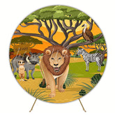 Safari Lion Round Backdrop for Jungle Adventure Party