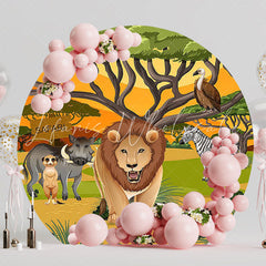Safari Lion Round Backdrop for Jungle Adventure Party