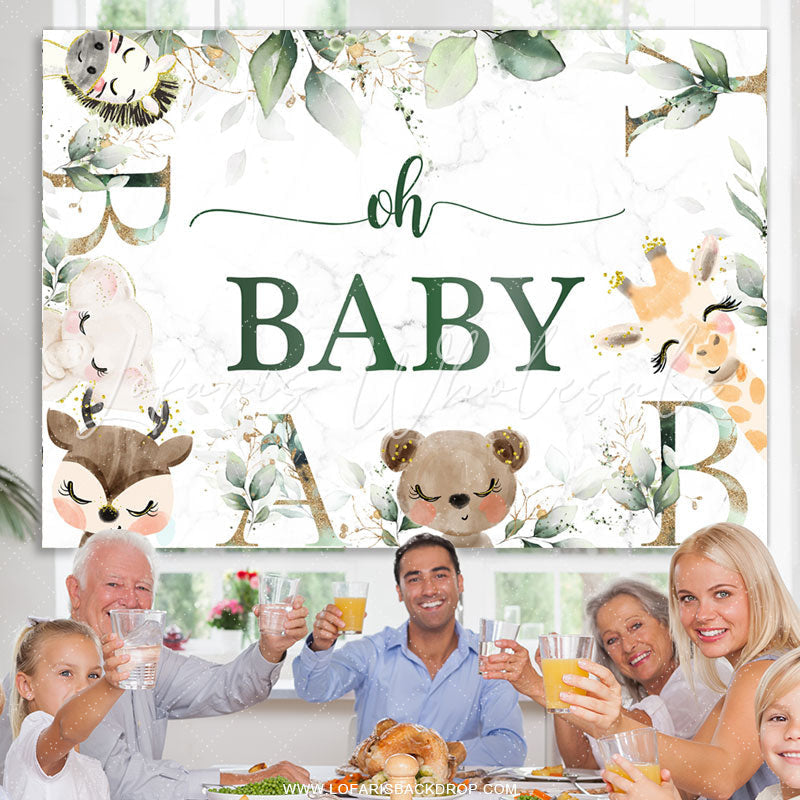 Lofaris Safari Lovely With Leaves Baby Shower Backdrop