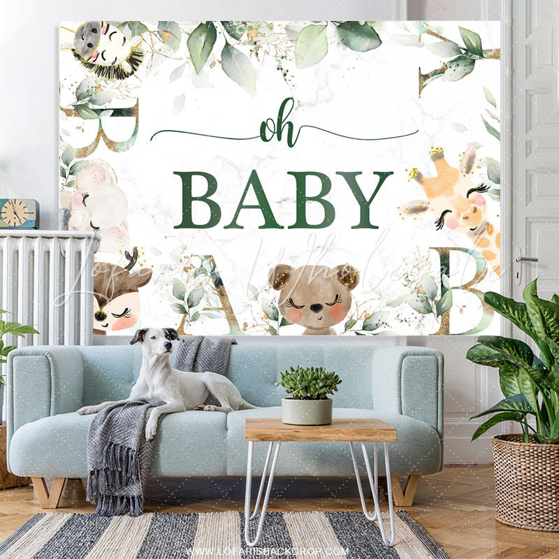 Lofaris Safari Lovely With Leaves Baby Shower Backdrop
