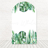 Safari Monstera Green Leaves Arch Backdrop For Tropical Theme