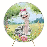 Safari Ostrich Wild Animals Round Backdrop for Adventure Party