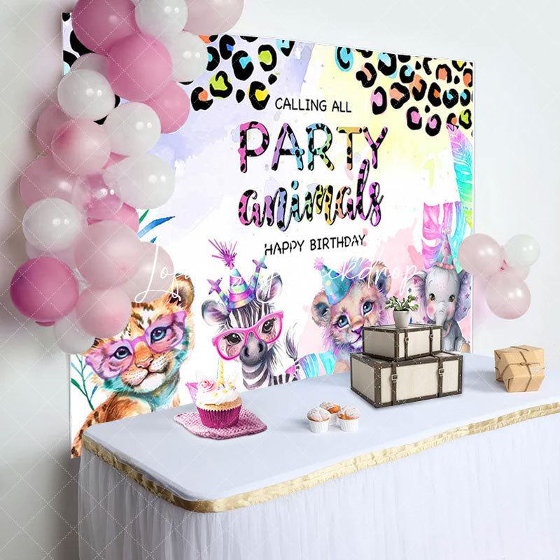 Lofaris Safari Party Animals Leopard Print Birthday Backdrop