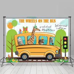 Lofaris Safari The Wheels On Bus Back To School Backdrop