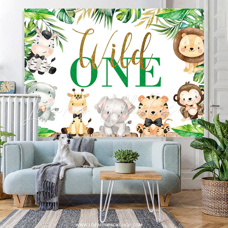 Lofaris Safari Themed Lovely Wild One Happy Birthday Backdrop